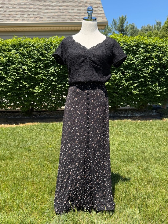 Talbots Dresses & Skirts - Vintage 90s Whimsigoth Set Talbots Lace Blouse Briggs Floral Maxi Skirt‎ Cottage